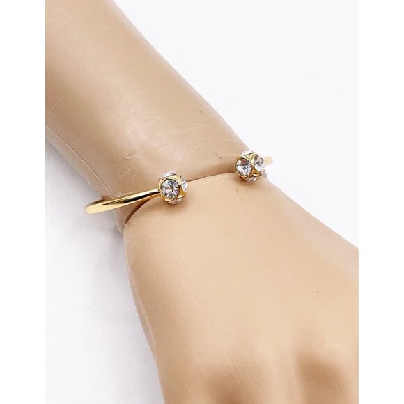 Kate Spade New York Lady Marmalade Gold Tone Crystal Hinged Cuff Bracelet - Picture 2 of 3